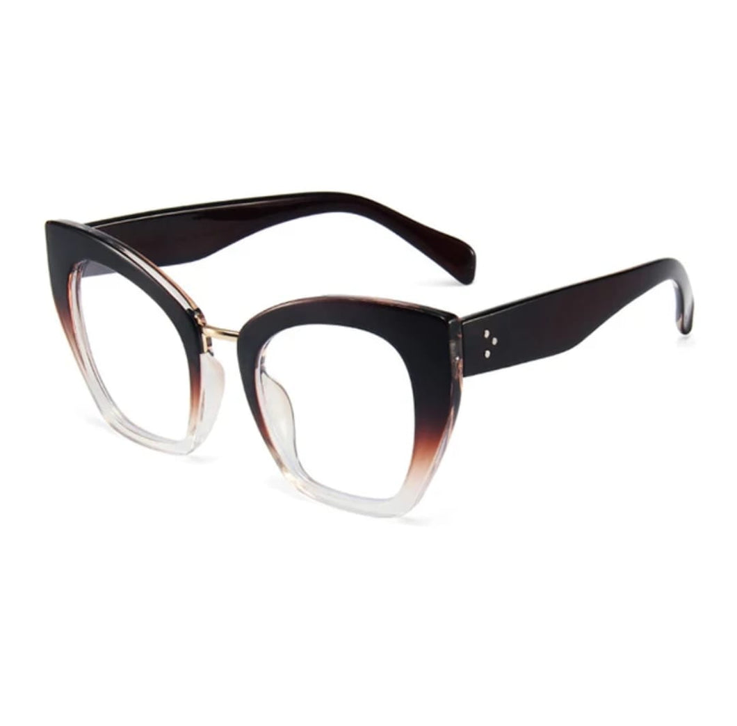 Oversize Cat Eye - Lentes con y sin aumento cafe transparente