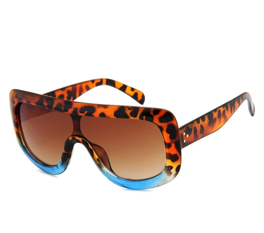 Aviador - lentes de sol UV animal print cafe con azul