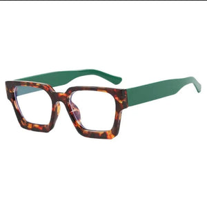 Oversize cuadrado carey verde- Lentes con o sin aumento